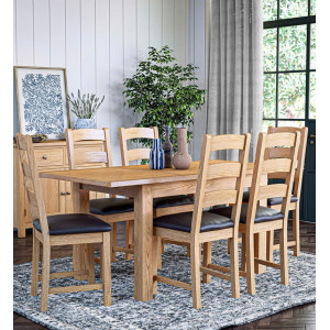 Forrester + 6 Ghế : Bàn Ăn Kéo Giản + Ghế Mặt Nệm ( KD 1191 )